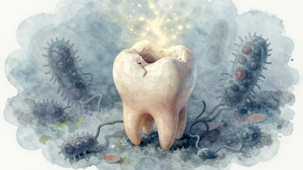 Dětský zub vypadá jako vyprázdňený zevnitř, když spadne výplň.