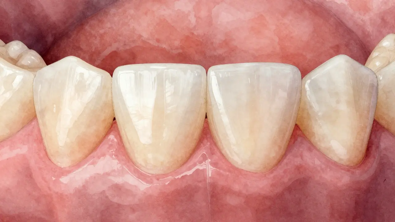 Keramická korunka na předním zubě s přirozeným vzhledem.