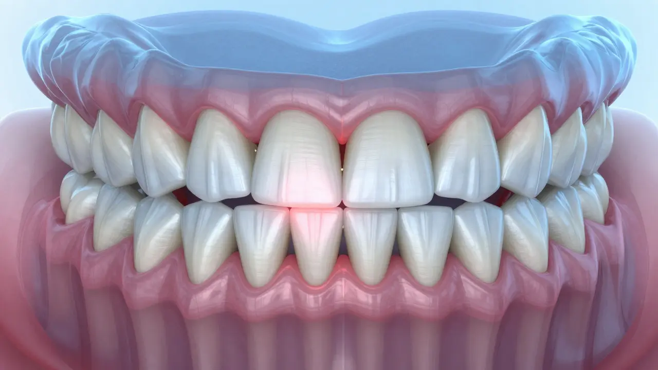 3D vizualizace tlakového bodu na zubech způsobujícího bolest čelisti
