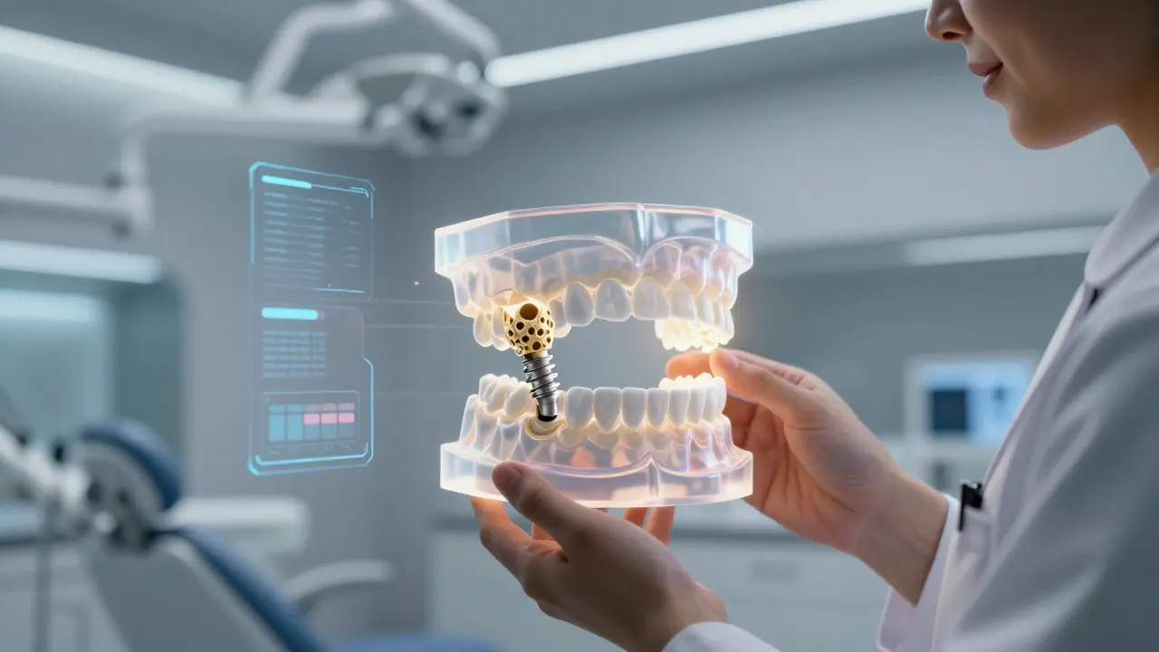Futuristický 3D tisk přizpůsobeného zubního implantátu pro pacienta