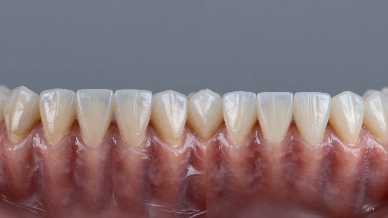 Porovnání zubů před a po aplikaci porcelánových vložek
