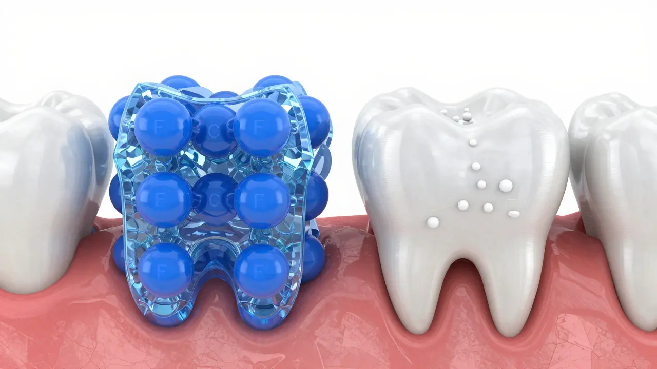 Molekulární vizualizace fluoridu a hydroxyapatitu na zubech