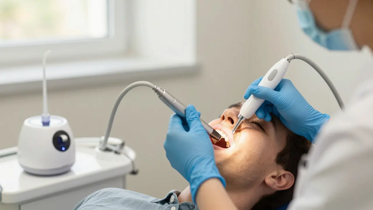 Profesionální čištění zubů ultrazvukem u dentálního hygienisty
