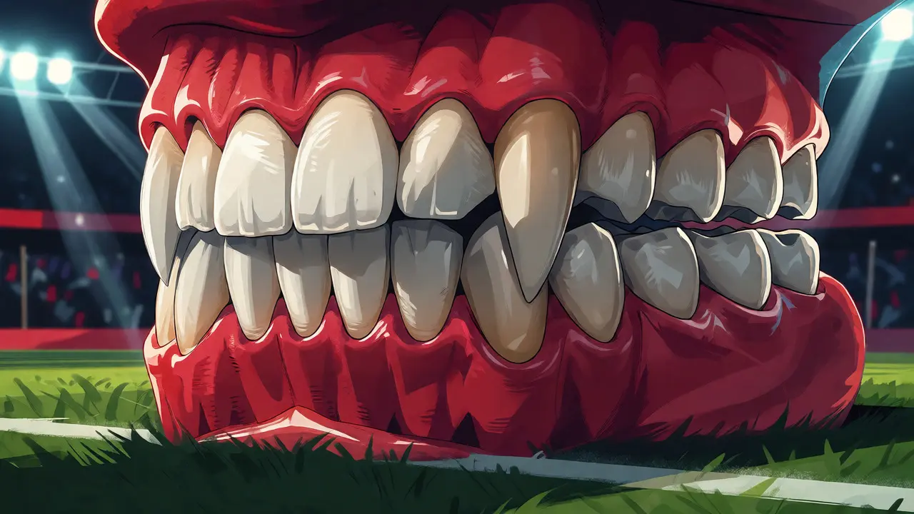 Konceptuální ilustrace zubů jako fotbalového týmu